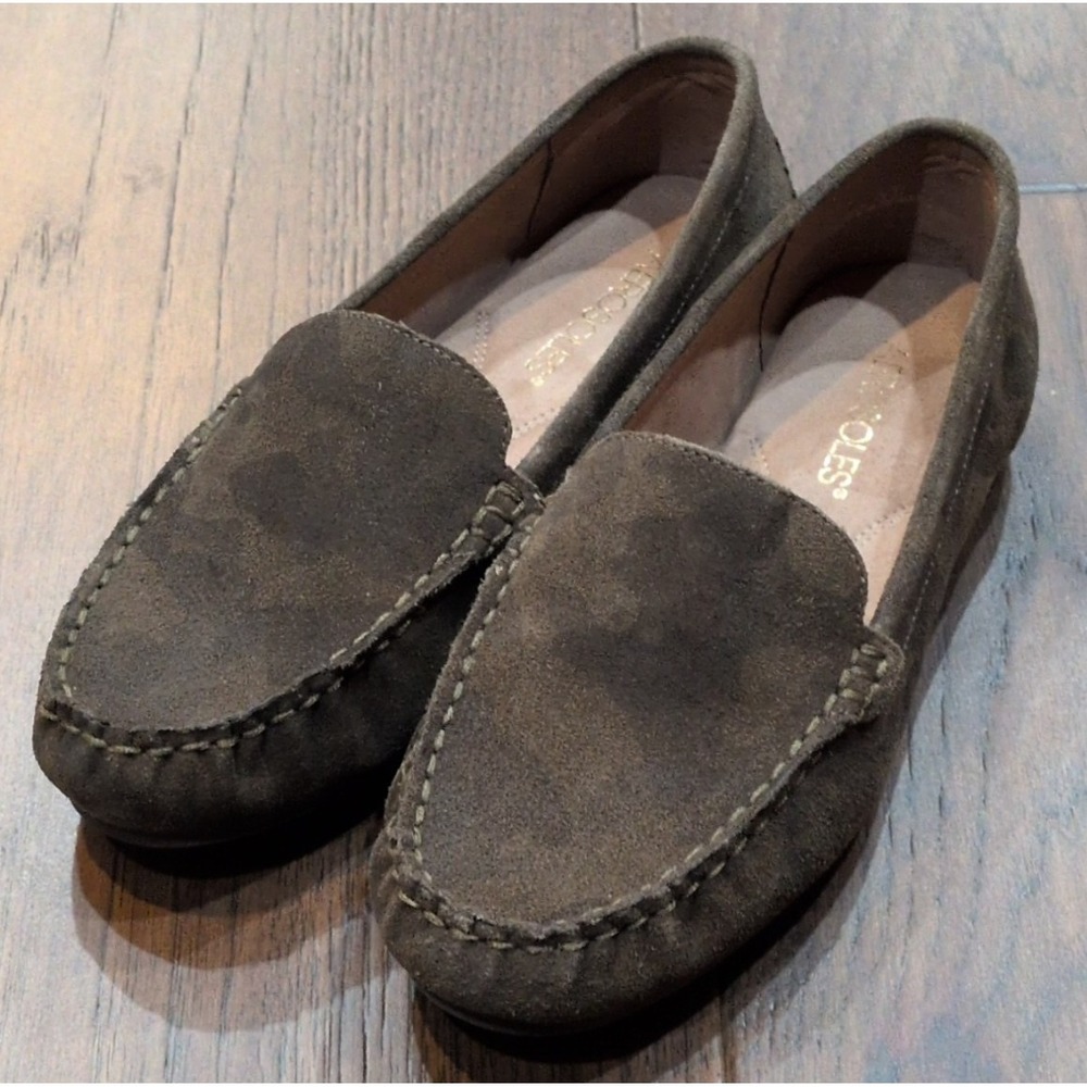 Aerosoles Loafers Women's 7W Green Camouflage Leather Comfort Slip-On Effortless